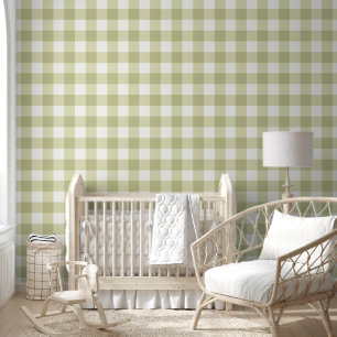 French Country Meadow Gingham - sage green plaid. Wallpaper