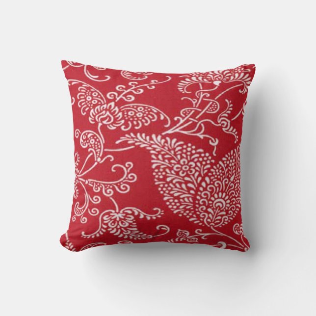 French Country Red MoJo Throw Pillow (Front)