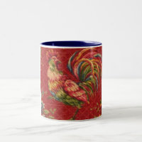 French Country Red Rooster 2 Tone Mug