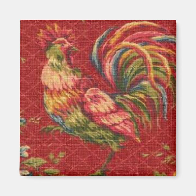 French Country Red Rooster Fridge Magnet (Front)