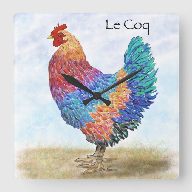 French Country Rooster Acrylic Wall Clock (Front)