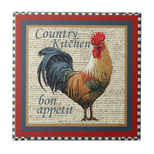 French Country Rooster Bon Appetit Ceramic Tile