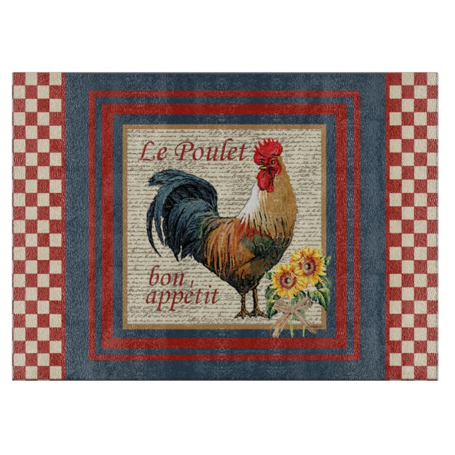 French Country Rooster-Le Poulet Cutting Board (Front)