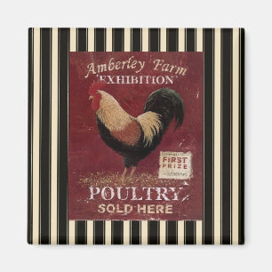 French Country Rooster Poultry Fridge Magnet