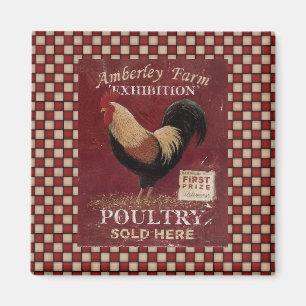 French Country Rooster Sign Fridge Magnet