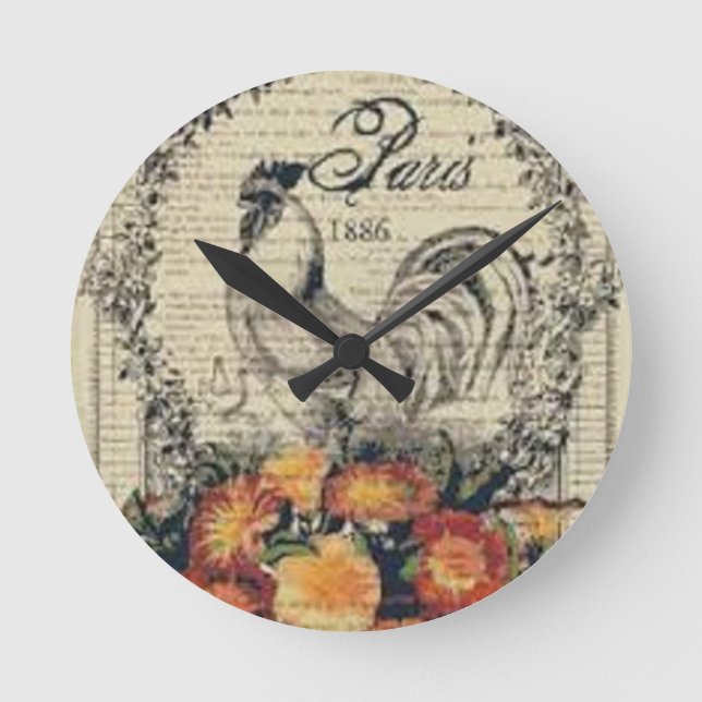 French Country Rooster Wall Clock (Front)
