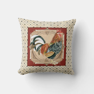 French Country Roosters Vintage Antique Home Decor Cushion