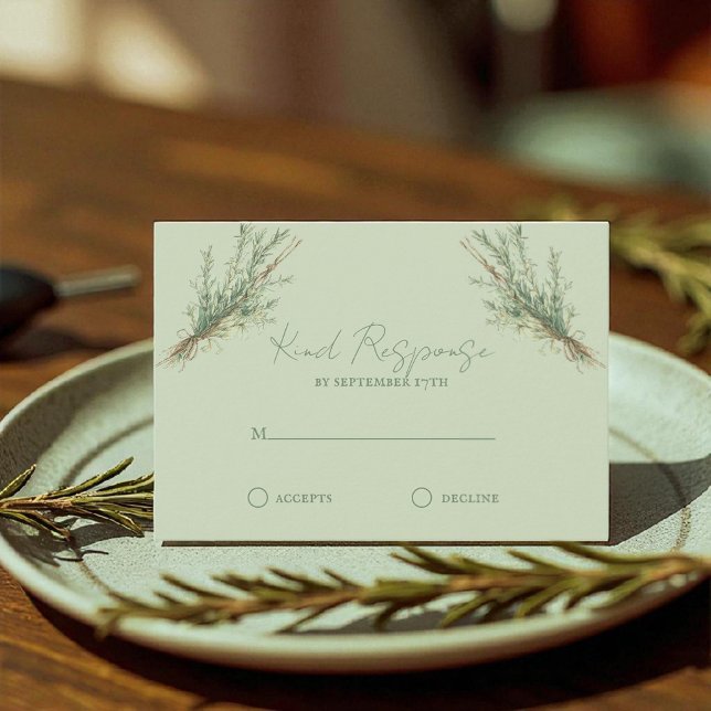 French Country Rosemary Sprigs with Twine RSVP Card (Creator Uploaded)