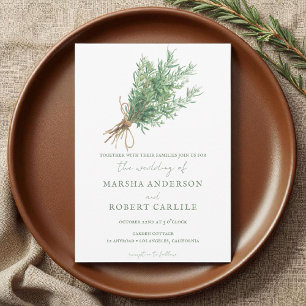 French Country Rosemary Sprigs with Twine Wedding Invitation