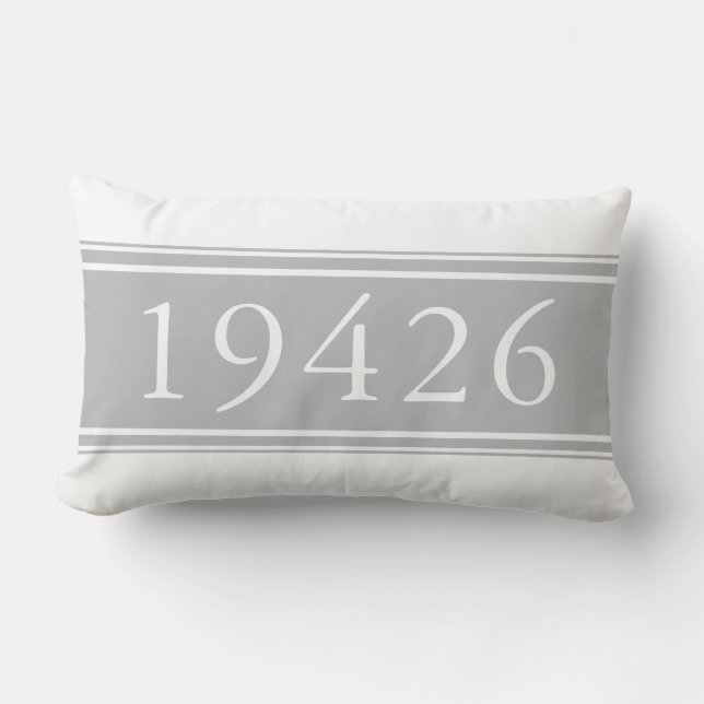 French Country Stripes Personalised Zip Code Lumbar Cushion (Front)