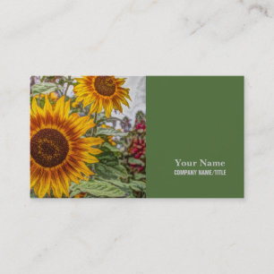 french country summer garden happy sunflower business card