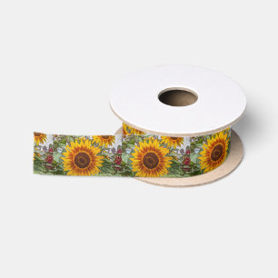 french country summer garden happy sunflower satin ribbon