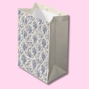 French Country Toile de Jouy Blue Pattern Medium Gift Bag