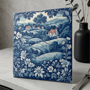 French Country Toile de Jouy Pastoral Bucolic Life Ceramic Tile