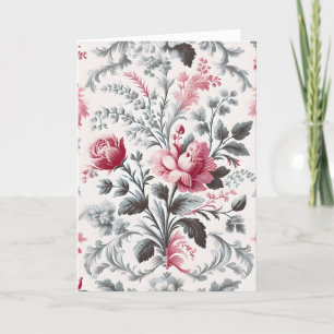 French Country Toile Fleurie Birthday Card