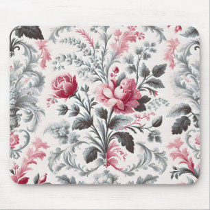 French Country Toile Fleurie Rose Design Mouse Pad