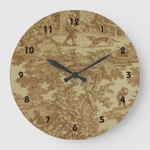 French Country Toile Honey Print Clock