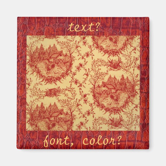 French Country Toile Pattern Hen House Magnet (Front)