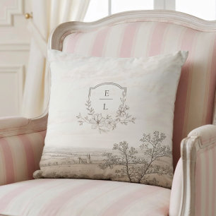 French Country Toile Wedding Personalised Cushion
