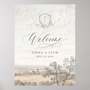 French Country Toile Wedding Welcome Poster