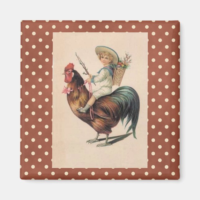 French Country Victorian Rooster Fridge Magnet (Front)