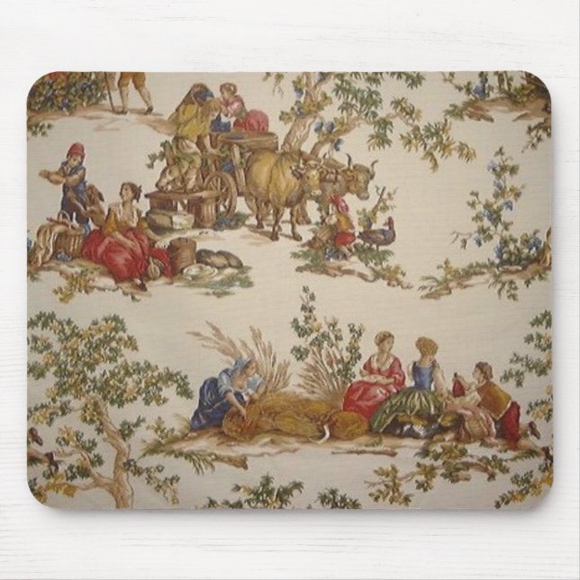 French Country Vintage Toile print mousepad (Front)