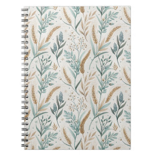 French Country Wheat & Wildflower Floral Pattern Notebook