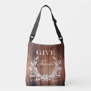 french country wheat wreath rustic give thanks crossbody bag