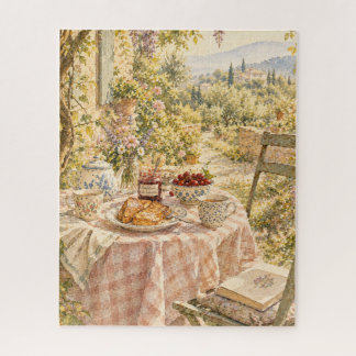 French Countryside Breakfast Wisteria Watercolor Jigsaw Puzzle