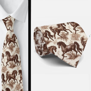 French Countryside Horse Toile de Jouy Neck Tie