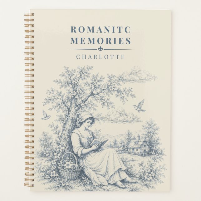 French Countryside Reading Lady Personalised Planner (Front)