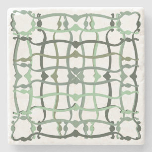 French countryside sage green tile stone coaster