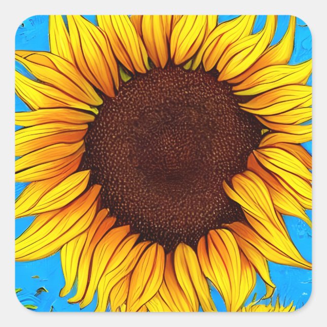 French Countryside Sunflower Square Sticker (Front)