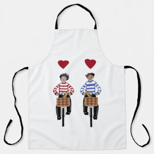 French couple on bicycles Apron