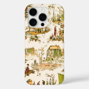French Creme Toile Chinoiserie Style Rustic  iPhone 16 Pro Case