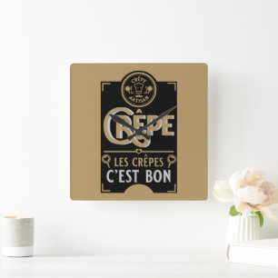 French Crepes Square Wall Clock