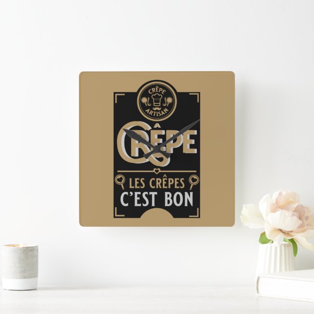French Crepes Square Wall Clock (Home)