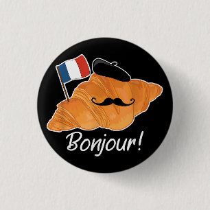 French Croissant Lover France Flag Francophile  3 Cm Round Badge