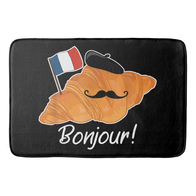 French Croissant Lover France Flag Francophile  Bath Mat (Front)