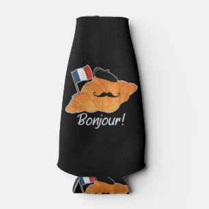 French Croissant Lover France Flag Francophile Bottle Cooler