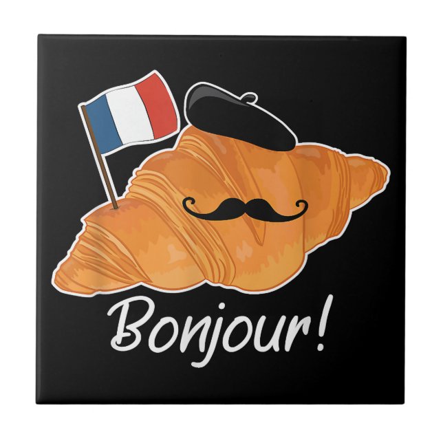French Croissant Lover France Flag Francophile  Ceramic Tile (Front)