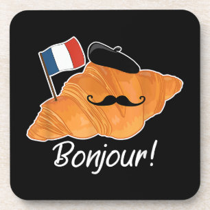 French Croissant Lover France Flag Francophile  Coaster