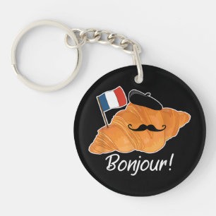 French Croissant Lover France Flag Francophile Key Ring