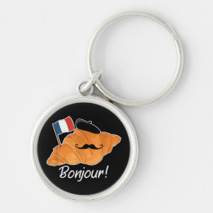 French Croissant Lover France Flag Francophile Key Ring