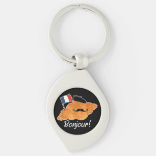 French Croissant Lover France Flag Francophile Key Ring