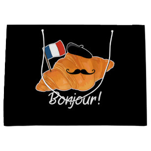 French Croissant Lover France Flag Francophile Large Gift Bag