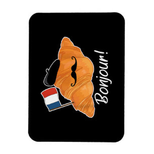 French Croissant Lover France Flag Francophile Magnet