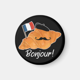 French Croissant Lover France Flag Francophile  Magnet