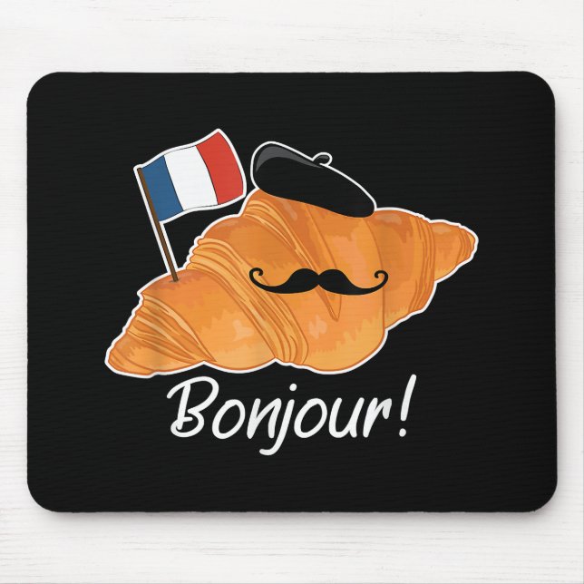 French Croissant Lover France Flag Francophile  Mouse Pad (Front)