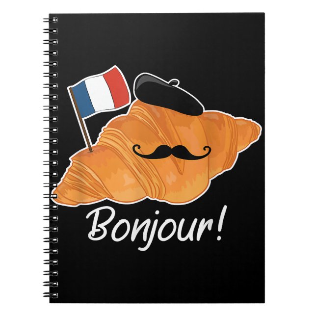 French Croissant Lover France Flag Francophile  Notebook (Front)